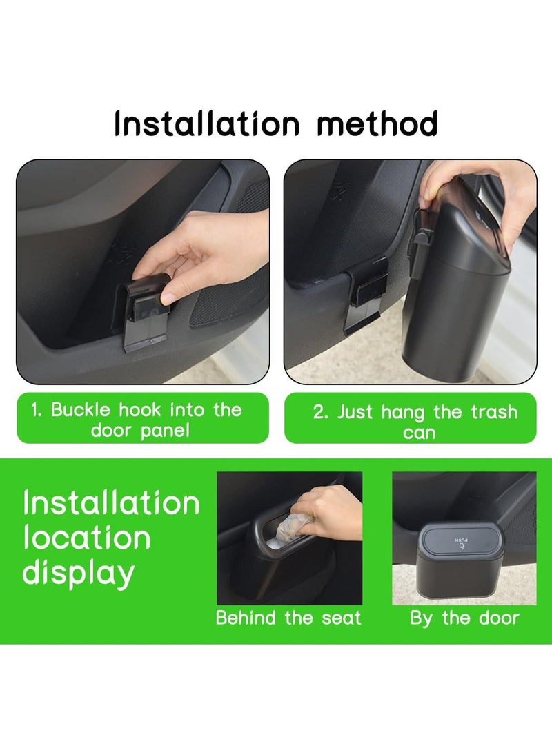 باسكت عربية  سلة مهملات السيارة - صندوق قمامة صغير مانع للتسرب - منظم لملحقات المقعد الامامي والخلفي للسيارة - خزانة ملابس علوية للنوم والمنزل - صندوق تخزين مقاوم للماء بغطاء محمول قابل للتعليق في المكتب - صندوق معلق داخل السيارة لقبضة يتم الضغط عليه للفتح بسكت عربية للون اسود - Image 4